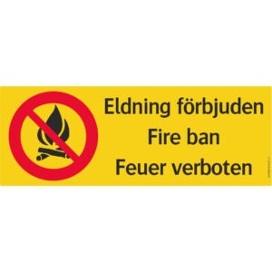 Eldning förbjuden - tre språk