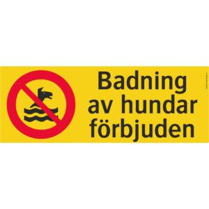 Hundar - Badförbud, symbol och text