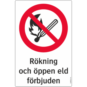Rökning och öppen eld förbjuden
